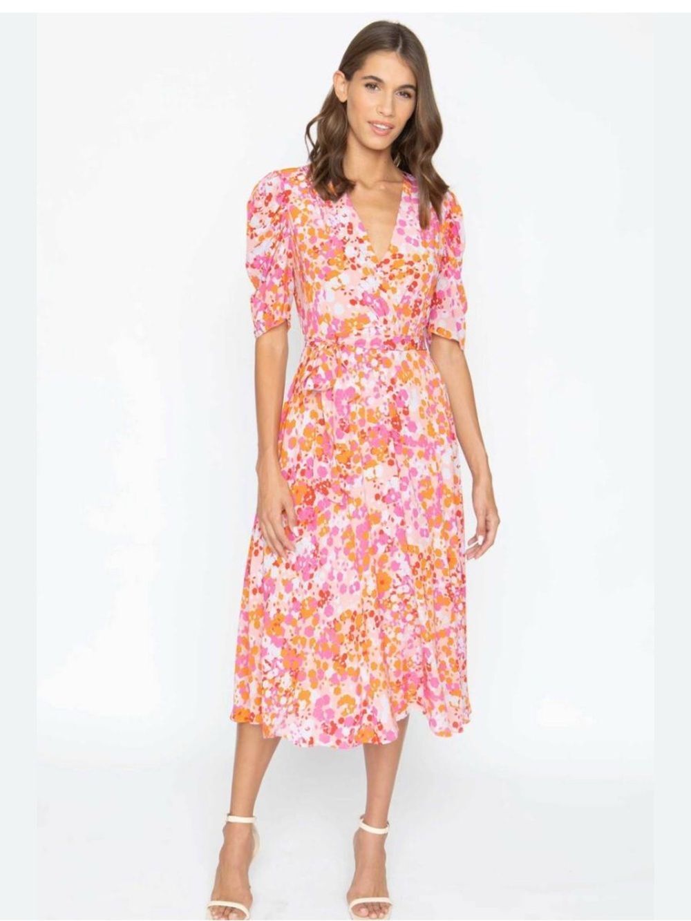 Caballero Pink and Orange Pixel Party Lila Midi Dress